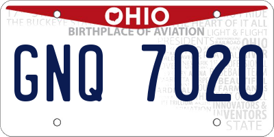 OH license plate GNQ7020