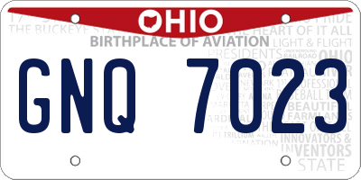 OH license plate GNQ7023