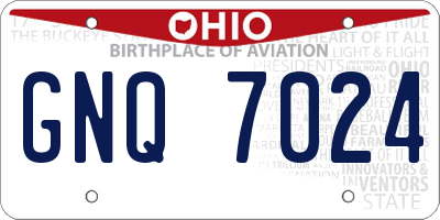 OH license plate GNQ7024