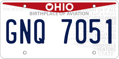 OH license plate GNQ7051