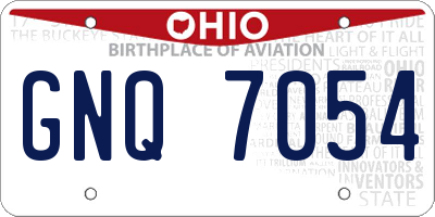 OH license plate GNQ7054