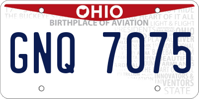 OH license plate GNQ7075