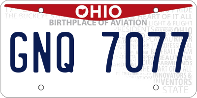 OH license plate GNQ7077