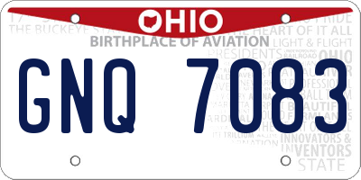 OH license plate GNQ7083
