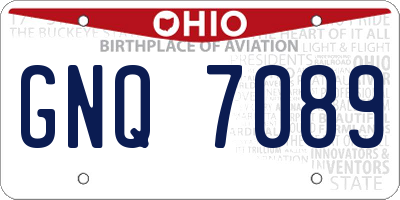OH license plate GNQ7089