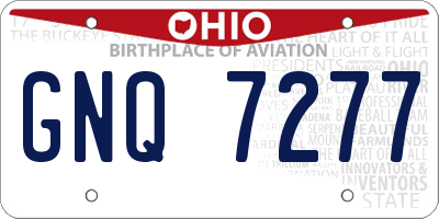 OH license plate GNQ7277