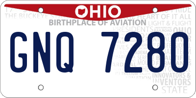 OH license plate GNQ7280