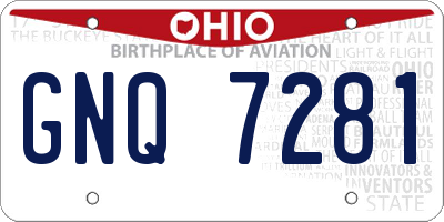 OH license plate GNQ7281