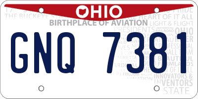 OH license plate GNQ7381