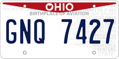 OH license plate GNQ7427