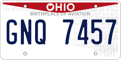 OH license plate GNQ7457
