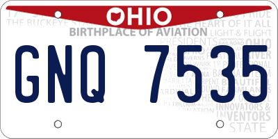 OH license plate GNQ7535