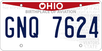 OH license plate GNQ7624
