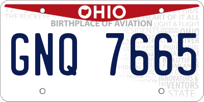 OH license plate GNQ7665