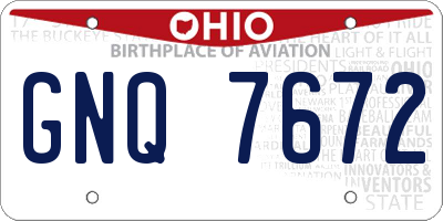 OH license plate GNQ7672