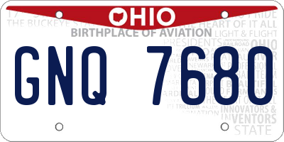 OH license plate GNQ7680