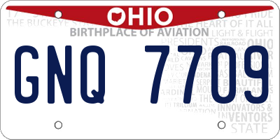OH license plate GNQ7709