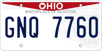 OH license plate GNQ7760