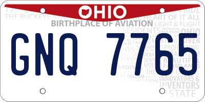 OH license plate GNQ7765