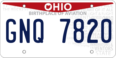 OH license plate GNQ7820