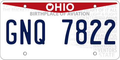 OH license plate GNQ7822