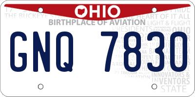 OH license plate GNQ7830