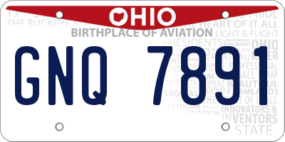 OH license plate GNQ7891