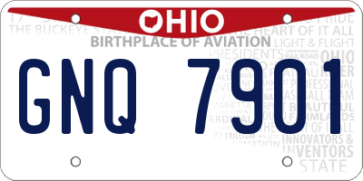 OH license plate GNQ7901