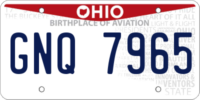 OH license plate GNQ7965