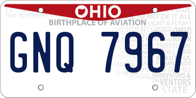 OH license plate GNQ7967