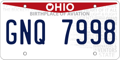 OH license plate GNQ7998
