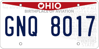 OH license plate GNQ8017
