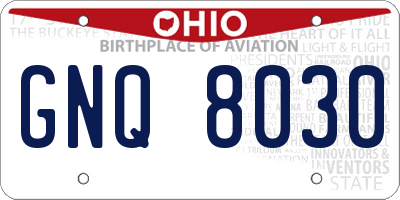OH license plate GNQ8030