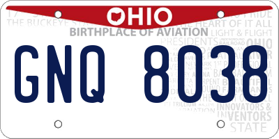 OH license plate GNQ8038