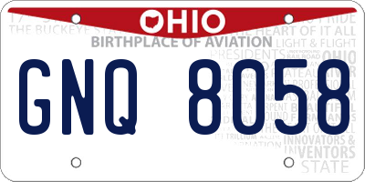 OH license plate GNQ8058