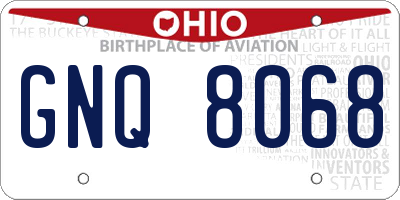 OH license plate GNQ8068