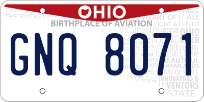 OH license plate GNQ8071