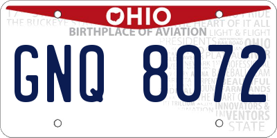 OH license plate GNQ8072