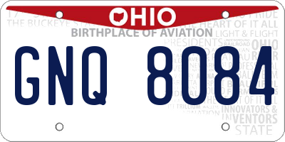 OH license plate GNQ8084