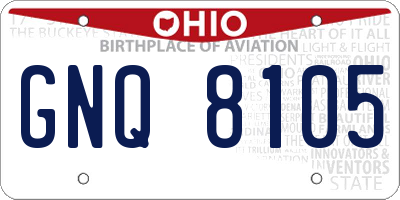 OH license plate GNQ8105