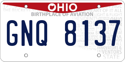 OH license plate GNQ8137