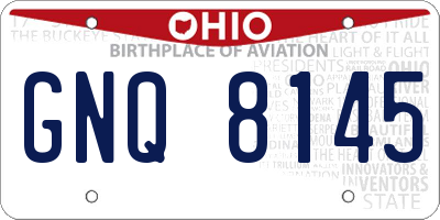 OH license plate GNQ8145