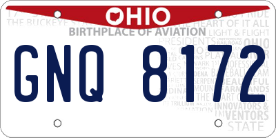 OH license plate GNQ8172