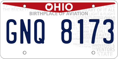 OH license plate GNQ8173