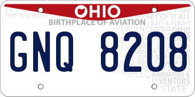 OH license plate GNQ8208