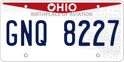 OH license plate GNQ8227