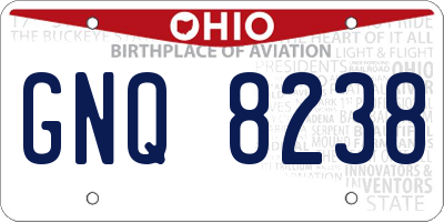 OH license plate GNQ8238