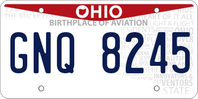 OH license plate GNQ8245