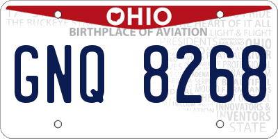 OH license plate GNQ8268