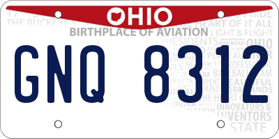 OH license plate GNQ8312